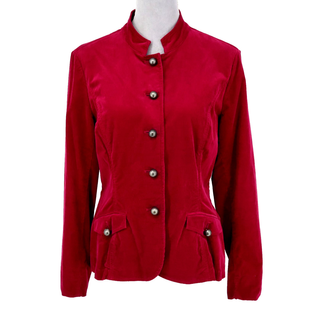 Coldwater Creek Jacket Womens 12 Red Corduroy Blazer Pockets Unlined Preppy
